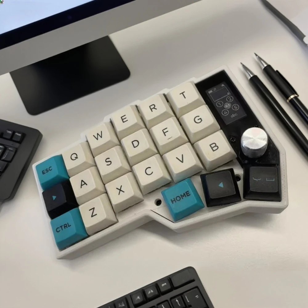 CORNE-teclado inalámbrico dividido, pantalla de visualización, perilla de Joystick, conexión de modo Dual Bluetooth, batería 1500, accesorios ergonómicos para juegos
