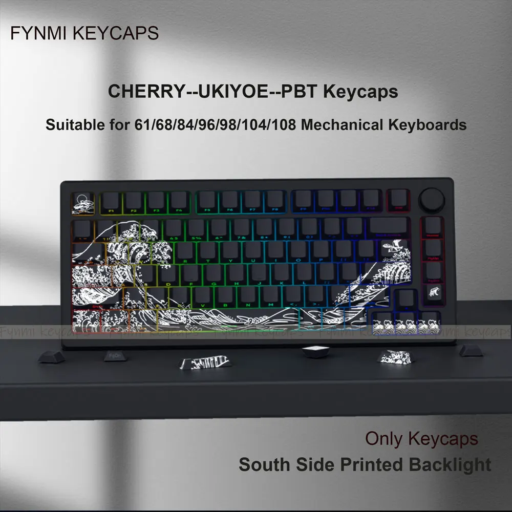 Fynmi Ukiyo-e 2,0 teclas Cherry PBT ISO ANSI teclas de sublimación de tinte de grabado lateral 127 teclas para teclado mecánico - imagen 3