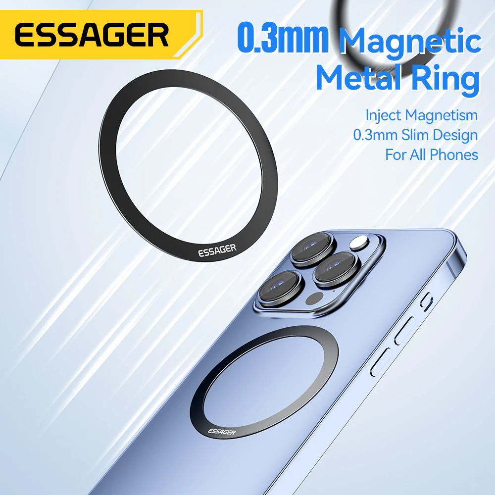 Essager 2 uds anillo magnético de Metal para Magsafe iPhone 15 14 13 12Pro teléfonos Android placa adhesiva anillos para soporte de cargador inalámbrico - imagen 2