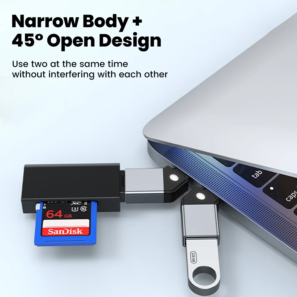 Adaptador tipo C a USB 3,0 45 ángulo abierto USB hembra a tipo C convertidor macho para teléfono lector de tarjetas de ordenador portátil transferencia de datos de disco U - imagen 2