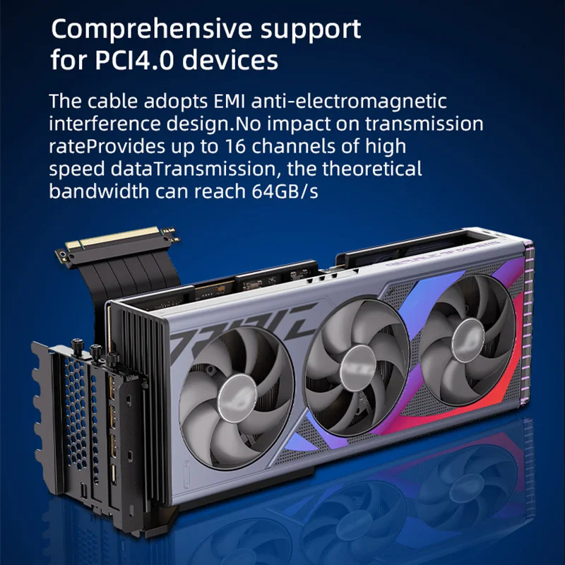 TEUCER L-Z3 PCI-E3.0 tarjeta gráfica soporte de montaje Vertical 200mm PCI-E 4,0x16 soporte de Cable de extensión GPU Kit de soporte de montaje - imagen 4