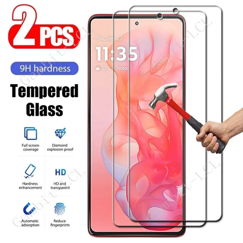 2 uds para Motorola Edge 50 Neo Moto G Power 5G (2024) E14 Stylus Play G04 G04s G24 G35 G45 protección de pantalla película de vidrio templado