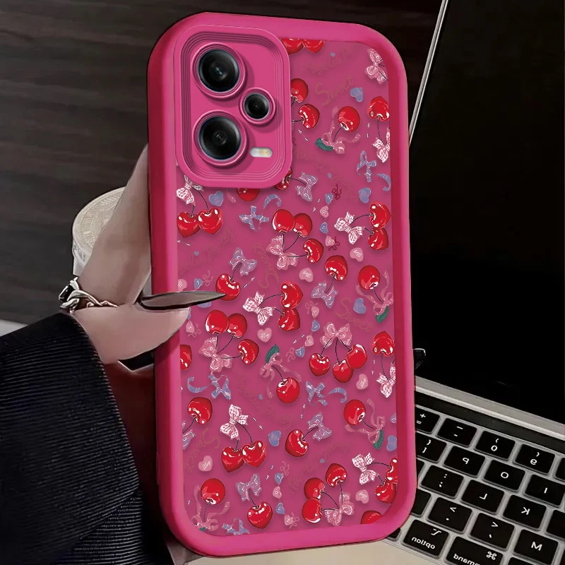 Funda blanda con lazo de cereza para Xiaomi Redmi Note 13 14 12 11 Pro Plus 5G 14S 12S 11S 10S 10 9 Redmi 14C 13C 12C 12 4G - imagen 5