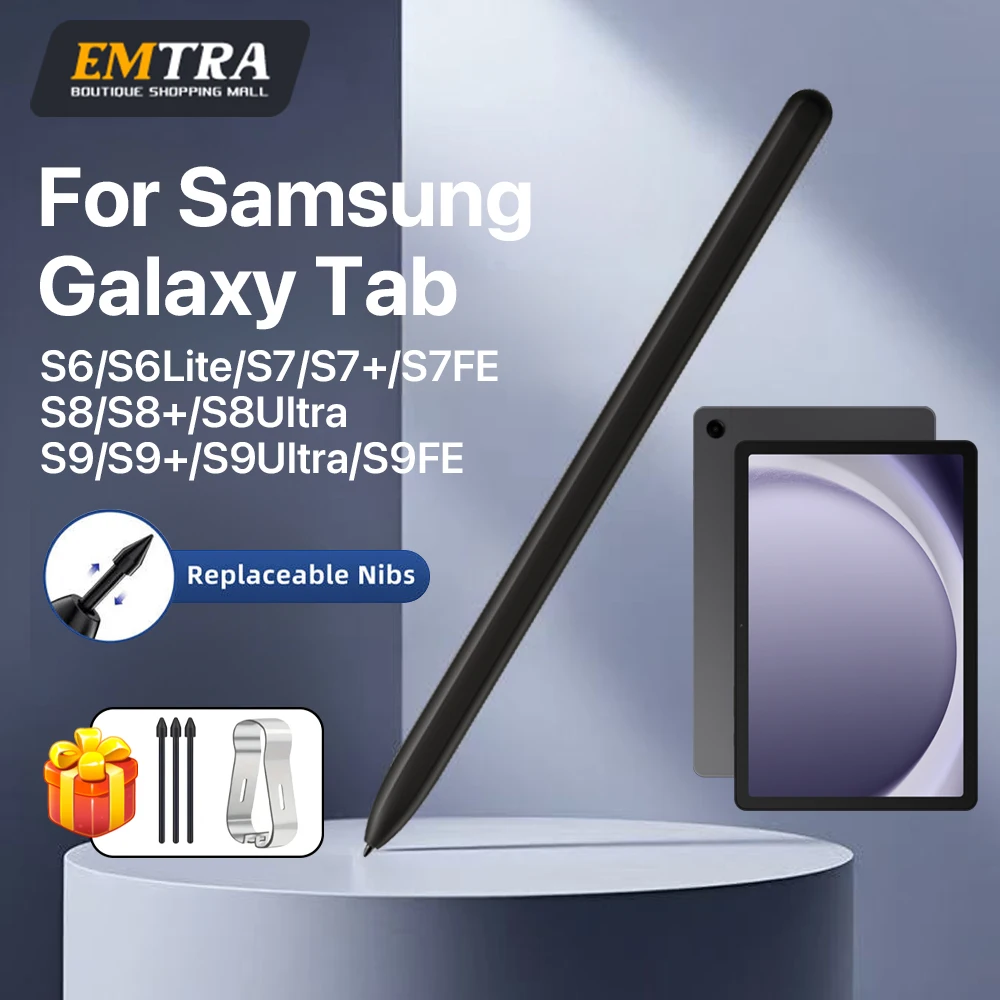 Bolígrafo magnético EMTRA para tableta Samsung Galaxy Tab S8 S9 S9FE S7 FE S6 Lite S7 + S8 + rechazo de palma 4096 rechazo de palma de presión