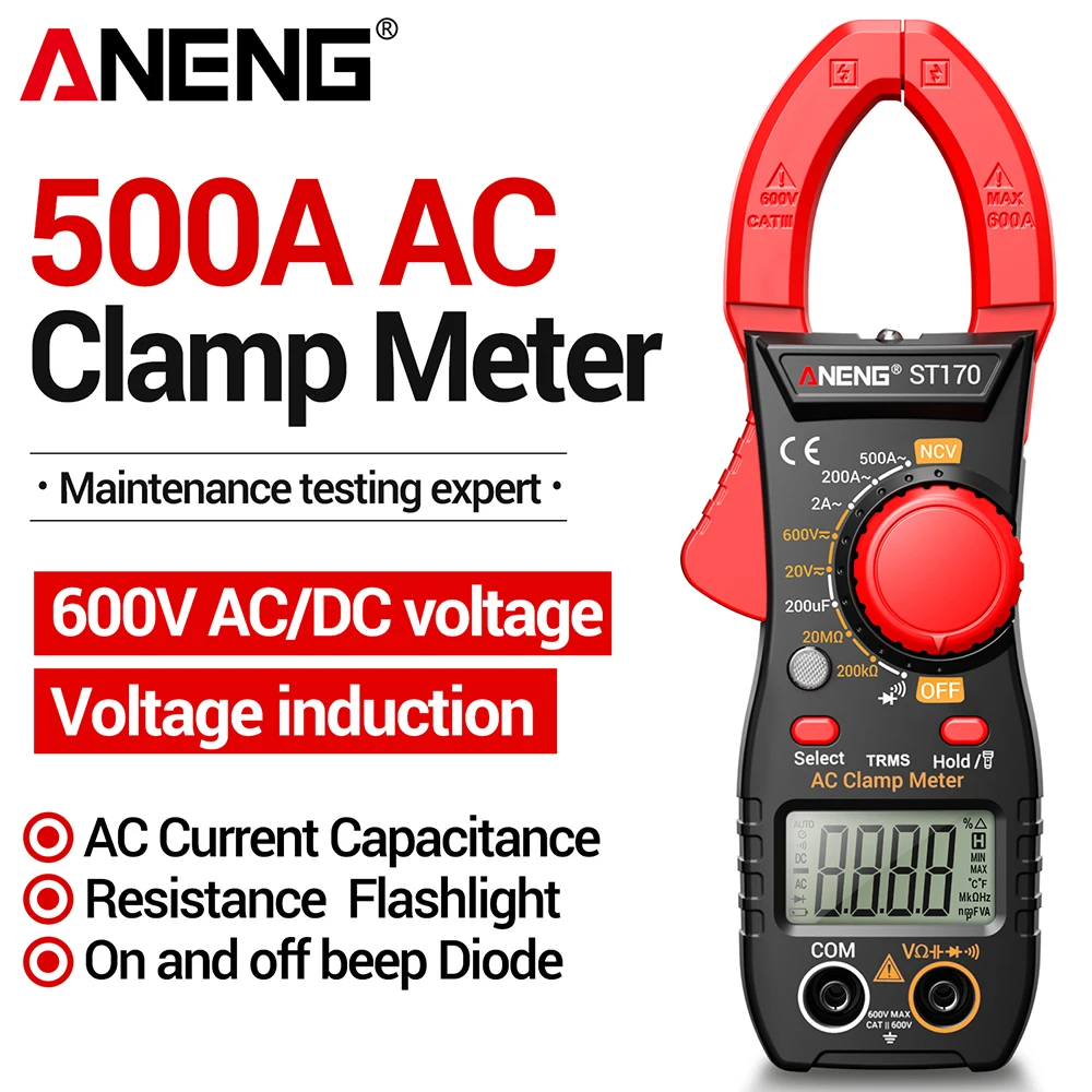 Pinza amperimétrica para reparación de automóviles, multímetro profesional ANENG ST170 de 1999 recuentos, probador de voltaje CA/CC, capacitancia NCV, herramientas para electricistas - imagen 2