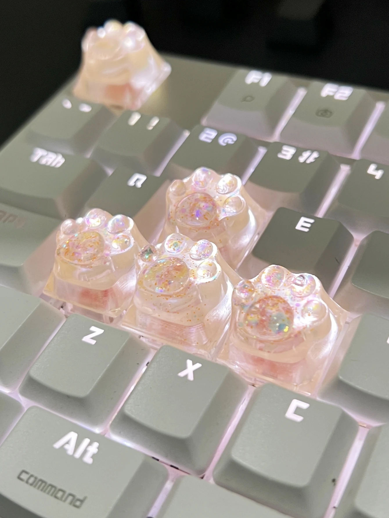 4 Uds nueva gran oferta translúcido gato garra Keycap eje transversal Teclado mecánico Keycap decoración - imagen 5