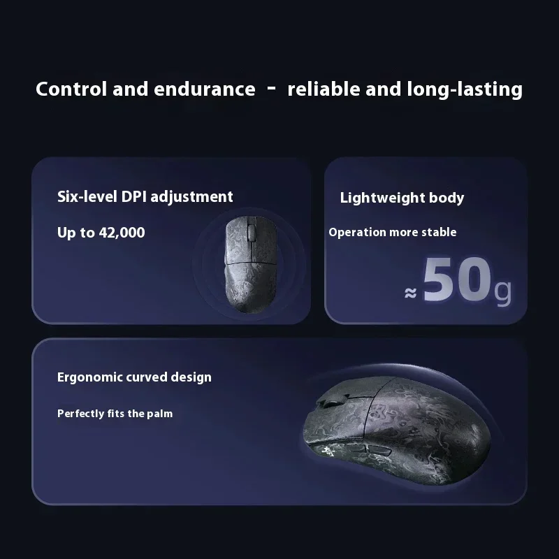 Ratón IPI Qi de fibra de carbono Paw3950, ratón inalámbrico para juegos, velocidad de orollamiento de 8000Hz, ratón para juegos de tres modos, Gamer Nordic52840 eficiente - imagen 5