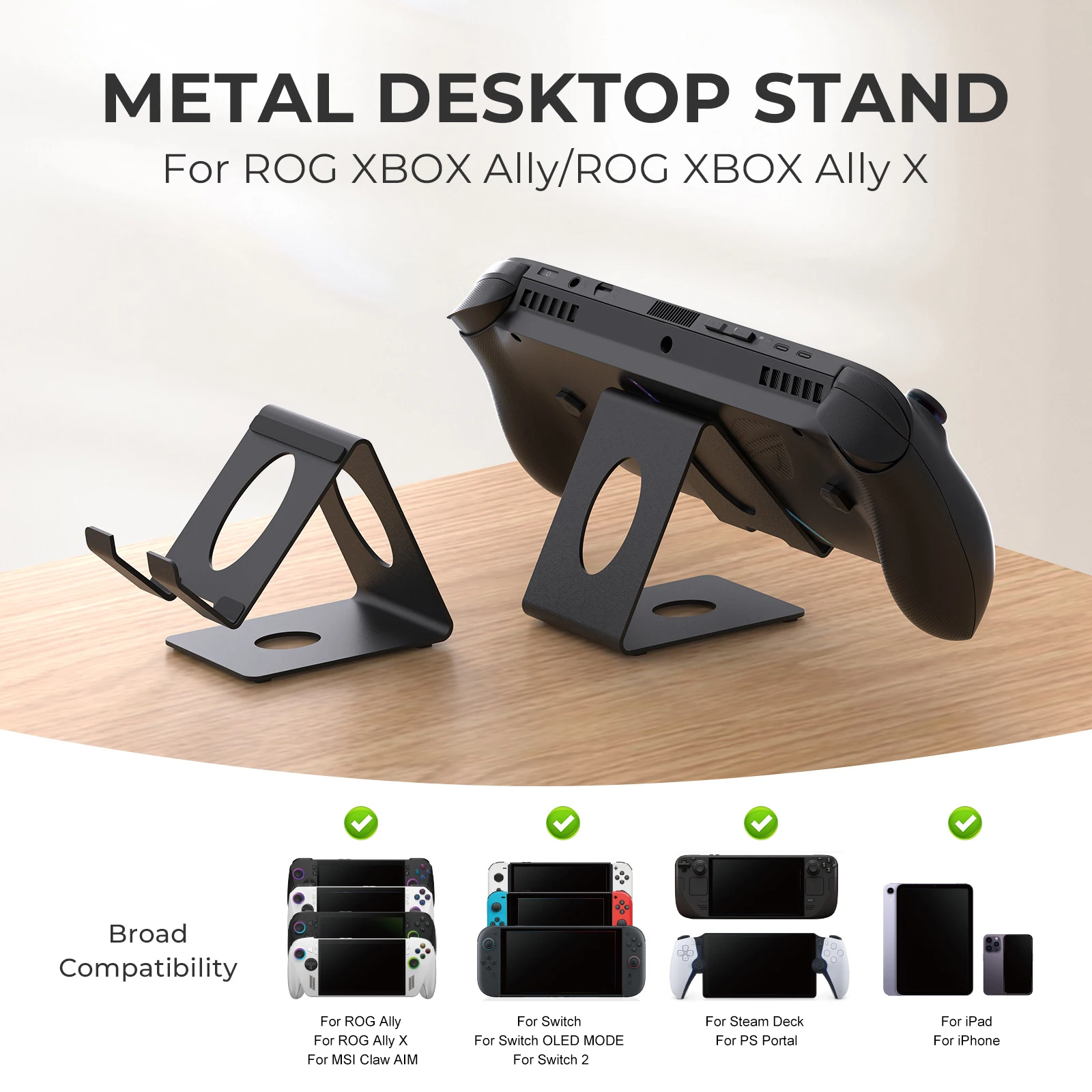 Soporte de consola, soporte de consola de juegos de Metal, estante de juegos ajustable, accesorios de consola de juegos plegables para ROG Xbox Ally/X - imagen 4