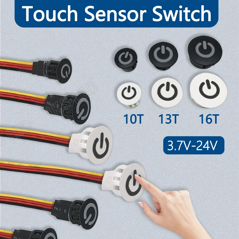 Interruptor táctil de 13mm, 12V24V, luz Led para gabinete, atenuador táctil, interruptor de Control de luz, mini interruptor con sensor táctil inalámbrico personalizado de 10mm y 16mm