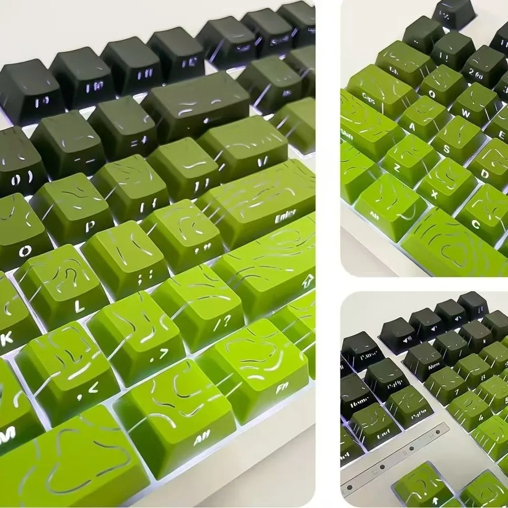 Tapa de tecla de contorno de impresión lateral Matcha, doble disparo, brillo a través de gradiente PBT, tapa de tecla personalizada DIY para teclado mecánico - imagen 4