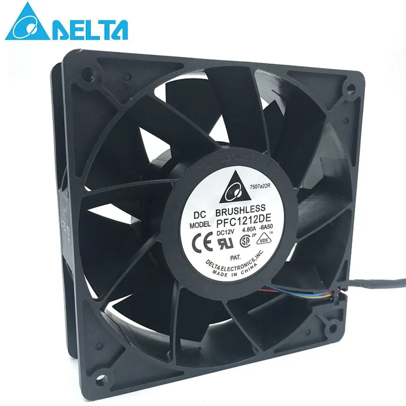 Ventilador Original Delta de 120mm PFC1212DE para Ant GPU Miner potente ventilador de refrigeración 120*120*38mm 12V PWM 4 pines 250CFM 7000RPM 66.5DBA - imagen 2