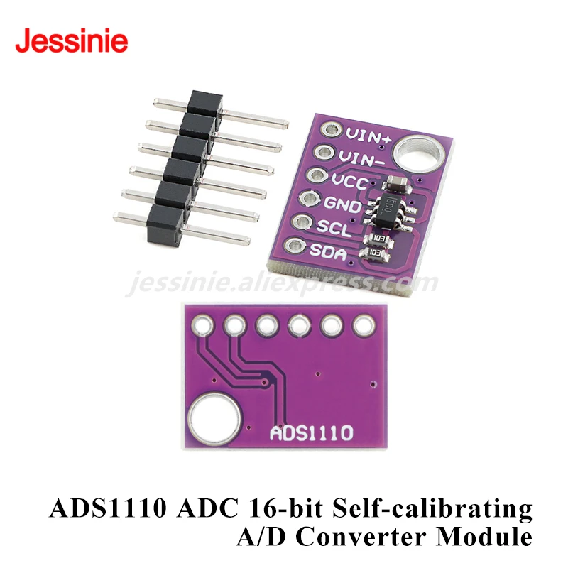 Módulo de conversión analógico a Digital ADS1110 ADC, módulo convertidor A/D de autocalibración de 16 bits, detección de temperatura, 10 Uds./1 ud.
