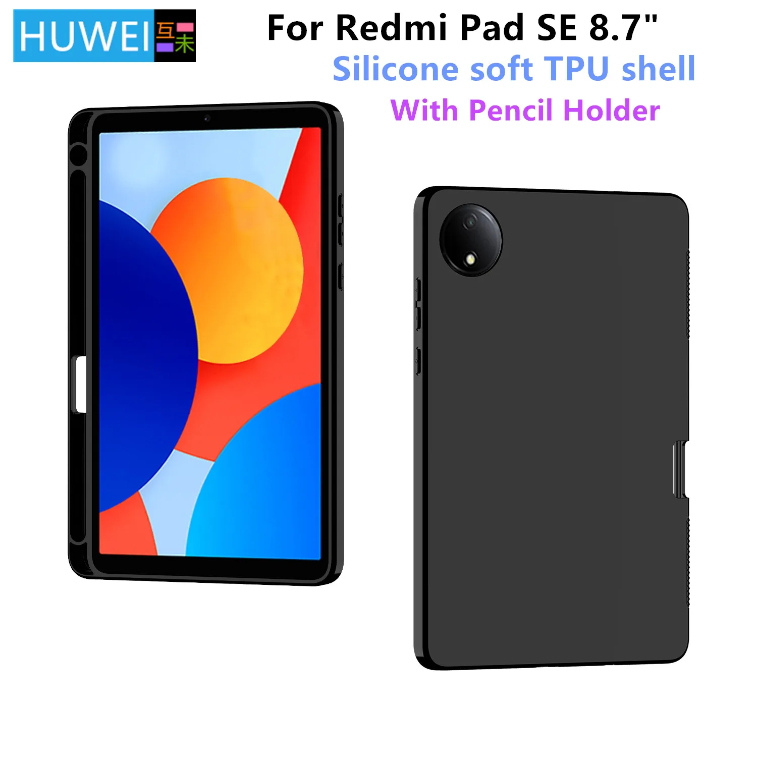 HUWEI para Redmi Pad SE 8,7 funda con portalápices carcasa suave de TPU para Xiaomi Redmi Pad SE PadSE 8,7 8 7 pulgadas 4G Tablet cubierta