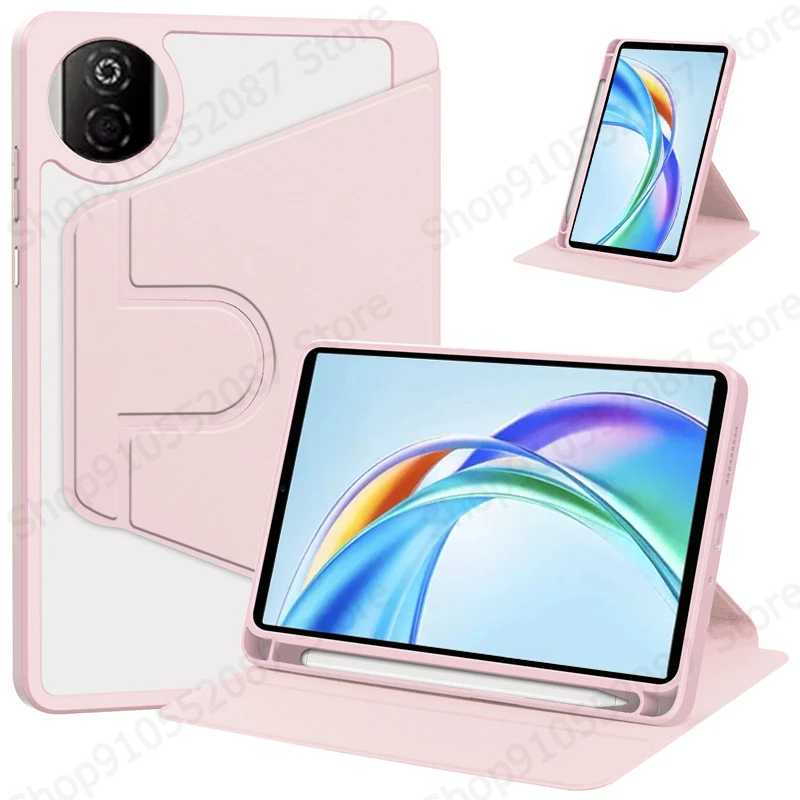 Para Honor Pad X7 funda de 8,7 pulgadas 360 giratoria acrílico transparente funda dura con soporte para tableta Honor Pad X7 con portalápices - imagen 2