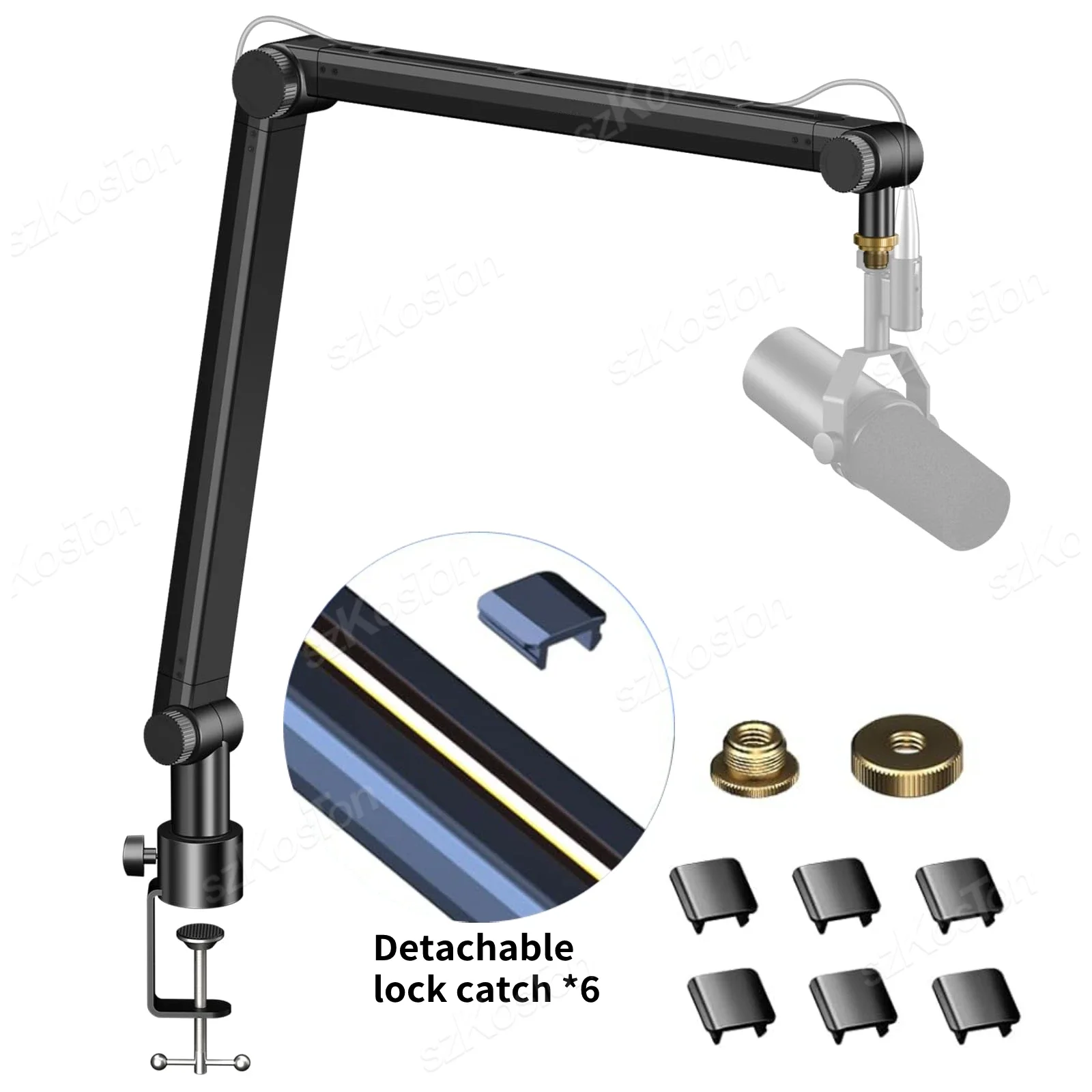 Brazo de soporte de micrófono ajustable, gestión de cables, estudio de grabación profesional para micrófono Shure SM7B MV7 AM8 K688