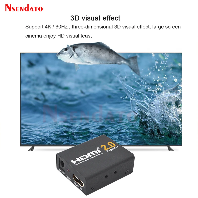 Mini repetidor extensor Compatible con HDMI 4K x 2K, 40M, 3D, 18Gbps, adaptador amplificador de señal HDMI 2,0 para Monitor de PC PS4 HDTV - imagen 5