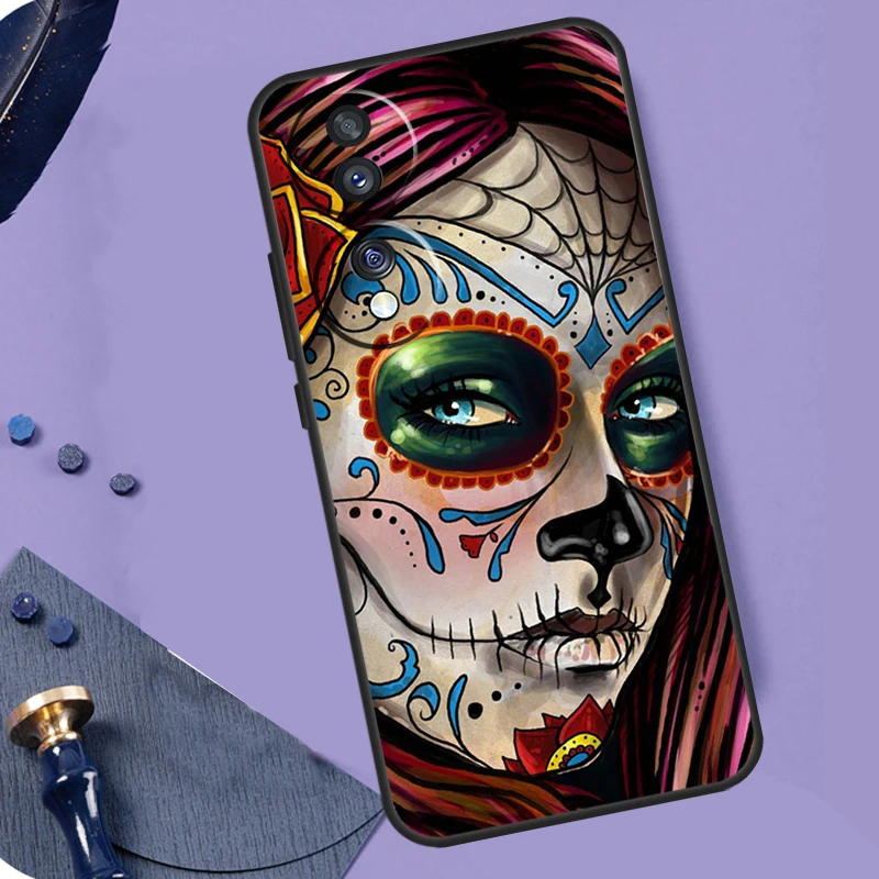 Catrina hermosa funda con calavera de chica rosa para Honor Magic 5 6 7 Lite 8 Pro X9a X9b X9c X9d X8a X8b X8c 50 70 90 200 400 Pro Coque - imagen 4