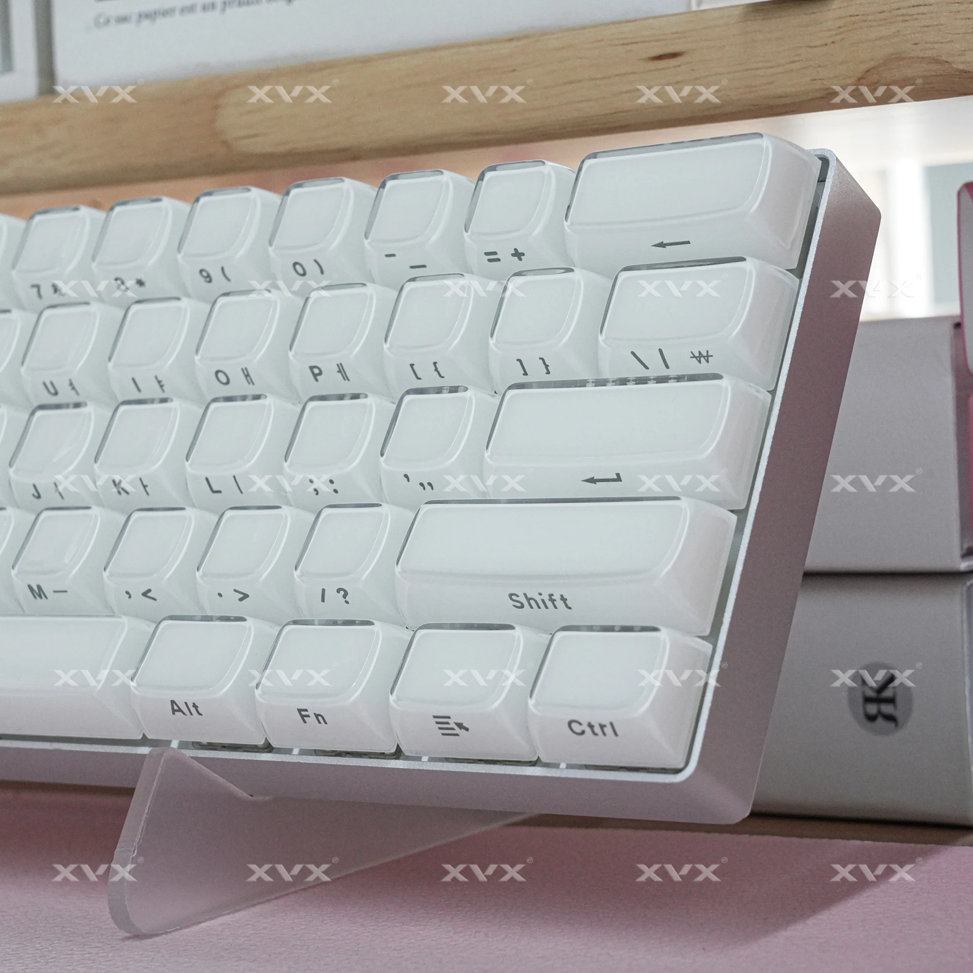 Teclas de gelatina blanca rusa/coreana/árabe XVX, 113 teclas, cristal de hielo, rosa, perfil OEM, para teclado Cherry MX 75 - imagen 4