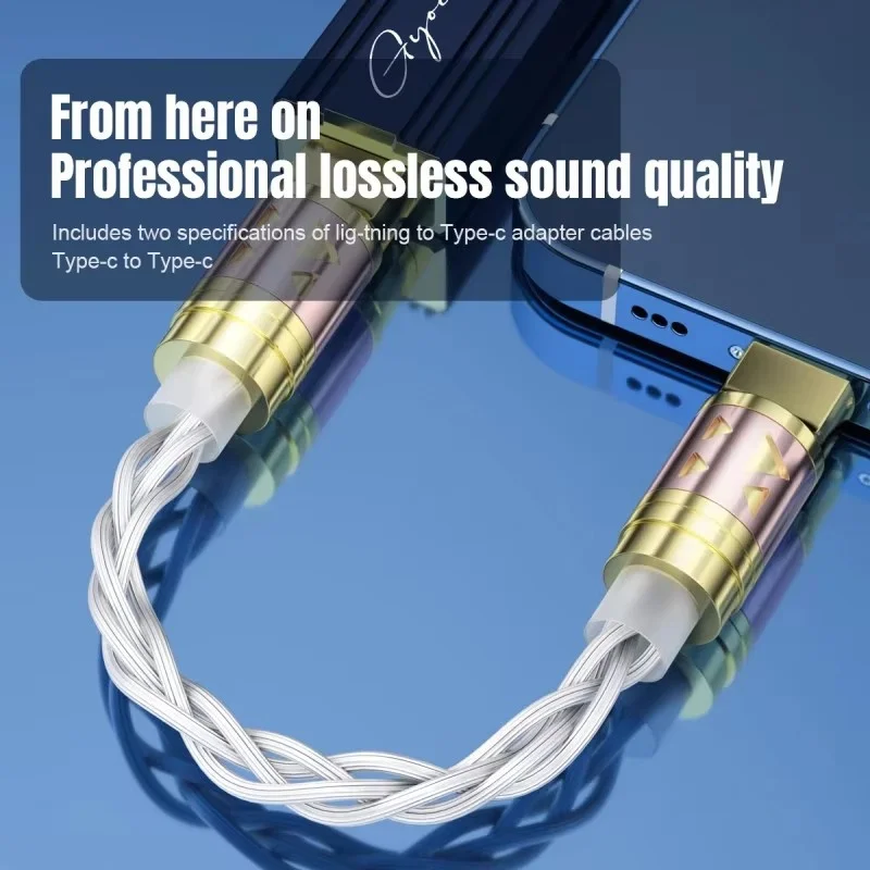 Convertidores de Audio de Cable USB tipo C decodificación OTG, adaptador de auriculares Chapado en plata y cobre de un solo cristal de 4 núcleos, convertidor USBC