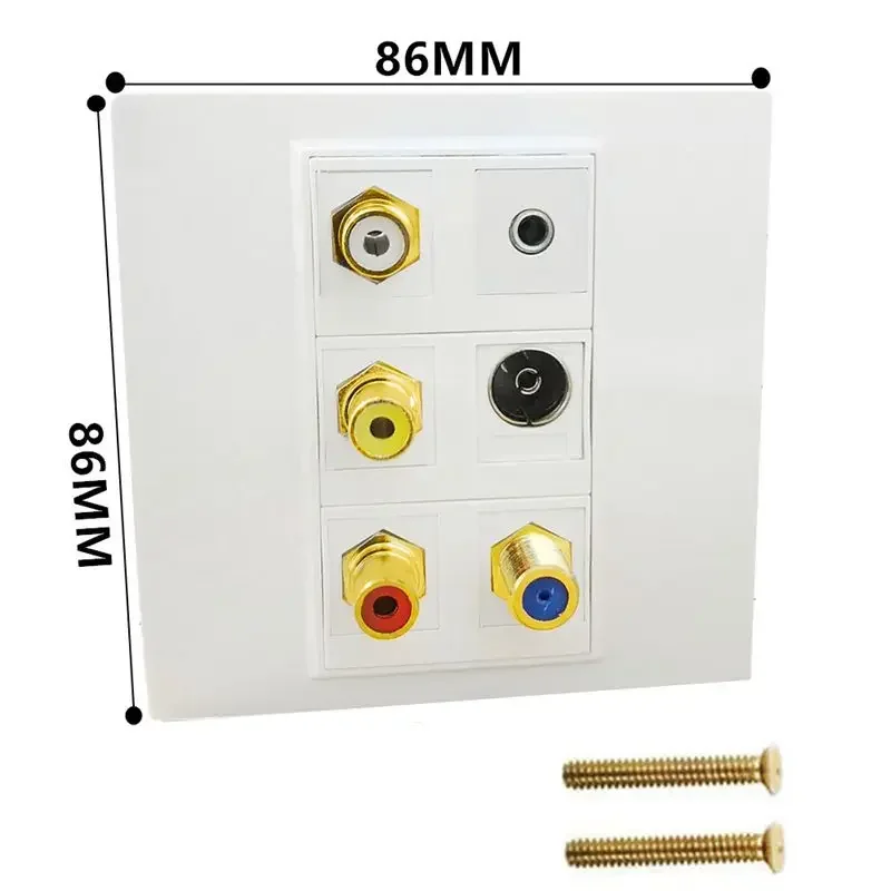 86 Tipo Panel Multimedia Audio 3,5 MM TV F-Head TV9.5+Audio y Vídeo 3RCA Rojo Blanco Amarillo Enchufe de Pared - imagen 5