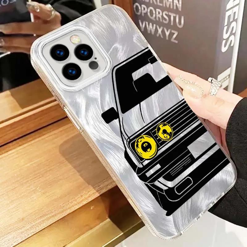 Funda de lujo para luces traseras de coche, funda de teléfono con textura de plumas para Apple iPhone 16 16E 15 14 13 12 11 8 XS X Pro Max - imagen 2