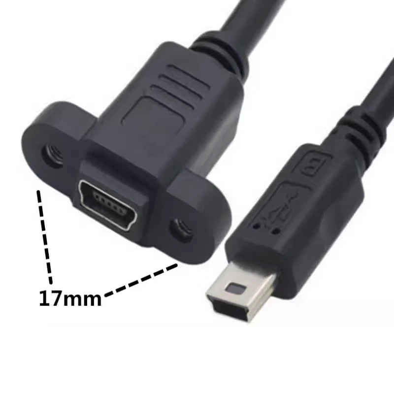 Conector macho Micro Mini USB 2,0 a Cable de extensión hembra Micro USB 2,0 paso 17,5mm con tornillos orificio de montaje en Panel 0,25 m - imagen 4