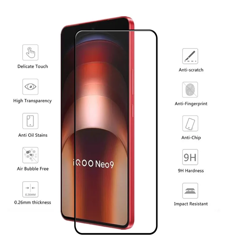 Nueva actualización de vidrio templado para VIVO IQOO Neo 9 Protector de pantalla antiarañazos para IQOO Neo 9 película de cámara de fibra suave - imagen 3
