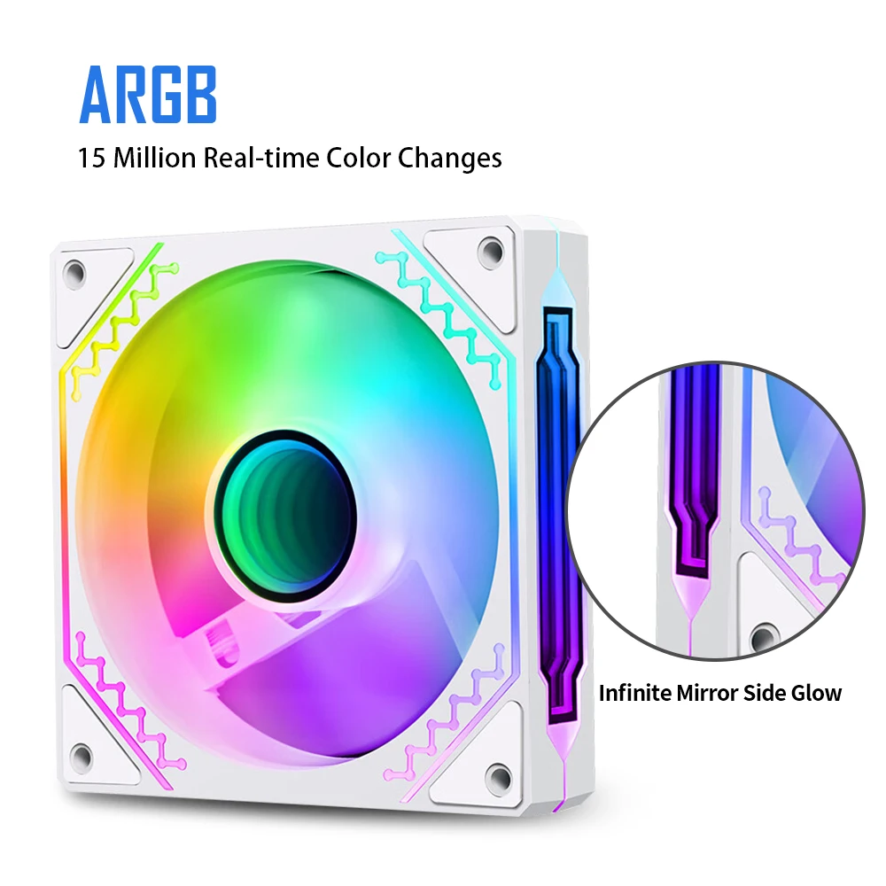Aigo AIR12S Ventilador con cubierta PC Gamer ordenador 120mm RGB ventiladores PWM Enfriador de agua CPU Ventilador de refrigeración 3pin5v espacio ilimitado Argb Ventilador - imagen 5