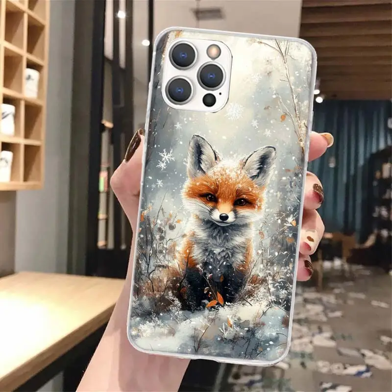 Funda de teléfono con llamada de silicona Animal Fox para iPhone 11 12 Mini 13 Pro X XS Max XR 7 8 Plus 6 6S 5 5S SE 2020 - imagen 4