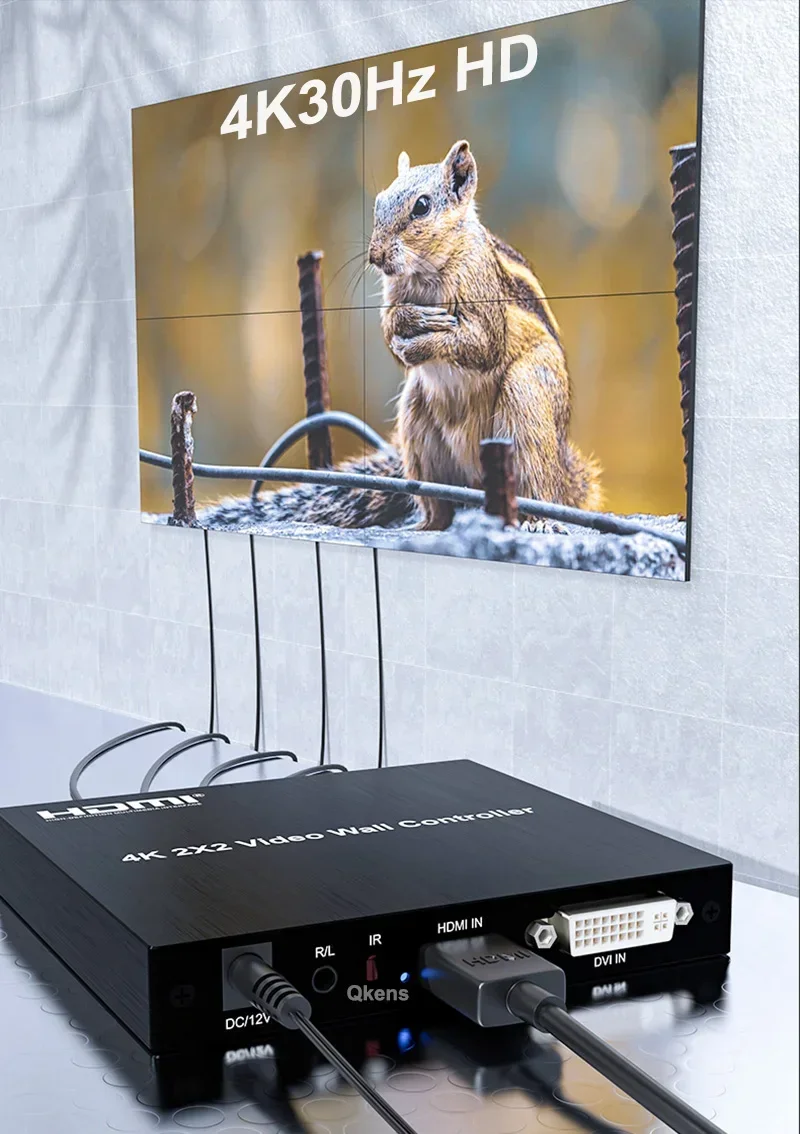 Controlador de pared de vídeo 4K @ 30hz 2x2 DVI HDMI caja de empalme multipantalla 1080P @ 60hz 1x2 1x3 1x4 4x1 1 en 4 salidas procesador de empalme de TV - imagen 4