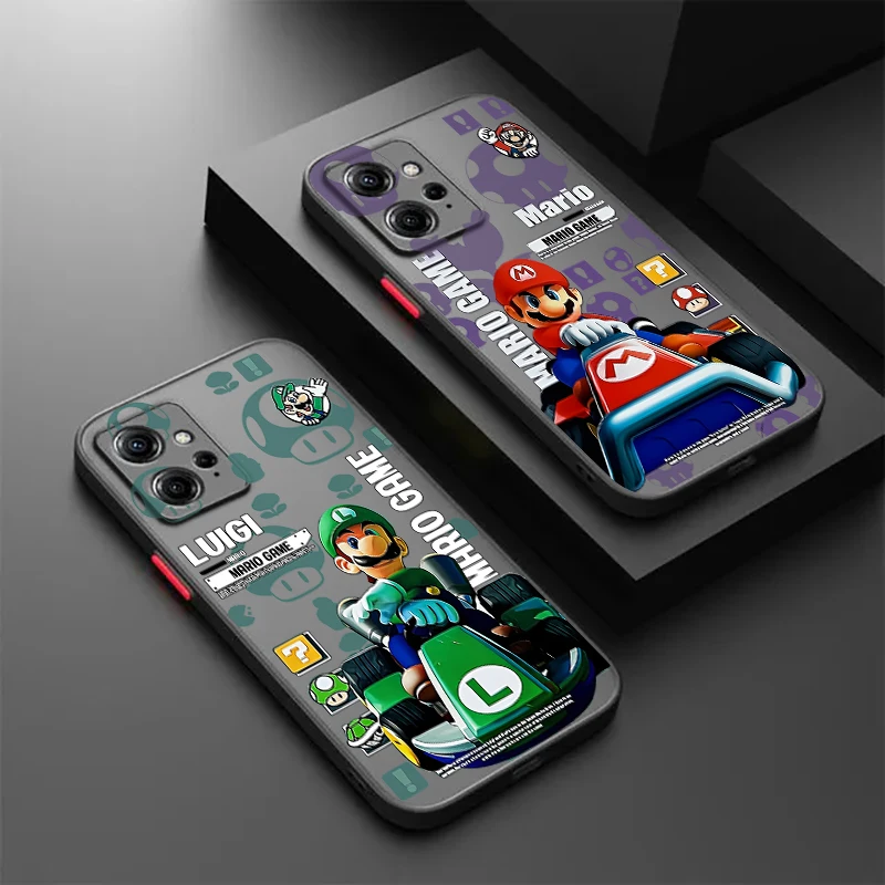 Funda trasera para teléfono móvil, carcasa translúcida esmerilada para Redmi Note 13R, 13, 12, 12S, 12T, 11, 11T, 11E, 10 Pro Plus, 5G, m-mario Brave Game