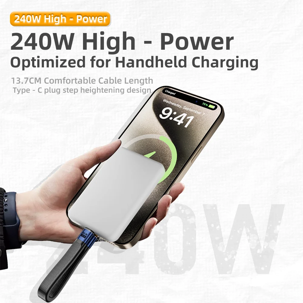 Cable de carga rápida PD3.1 tipo C de 240W, Cable de datos USB C a tipo C, llavero portátil para iPhone 16 15 Pro Max Xiaomi 14 POCO - imagen 3