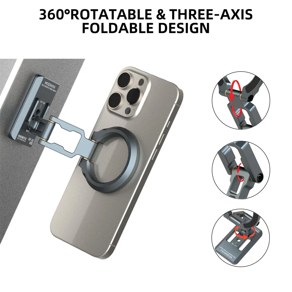 Soporte magnético doble para teléfono, trípode plegable para teléfono, 1/4 pulgadas y ARCA-Swiss, escritorio, gimnasio/coche/avión, soporte para Masafe, iPhone y Android - imagen 5