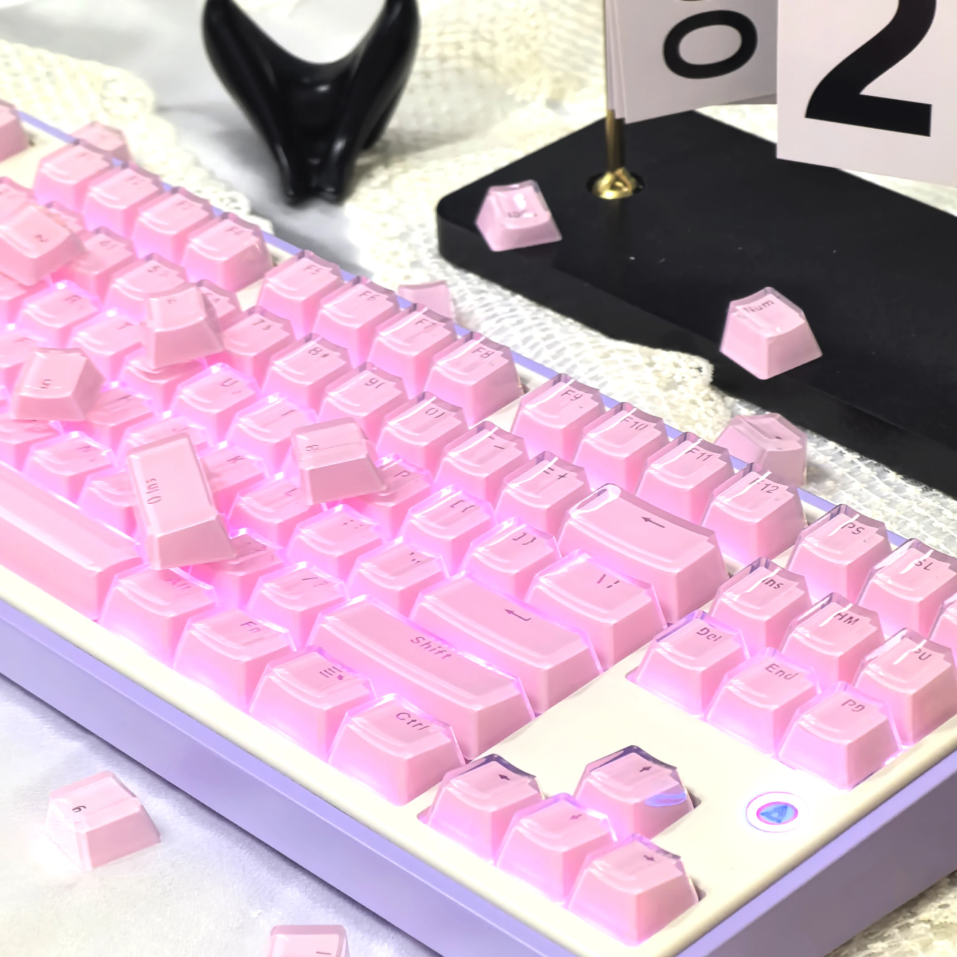 Crystal Jelly Keycap rosa/blanco/azul cuadrado RGB translúcido para 87/104/61 104 /123 teclas teclado PC OEM 104 teclas Keycap