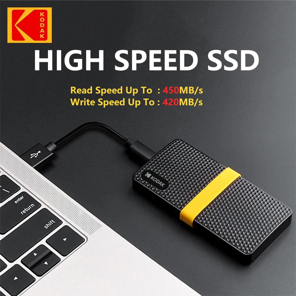 KODAK X200 SSD portátil 1TB tipo C USB3.1 disco duro externo 512GB 256GB para ordenadores portátiles Smartphone PC - imagen 2