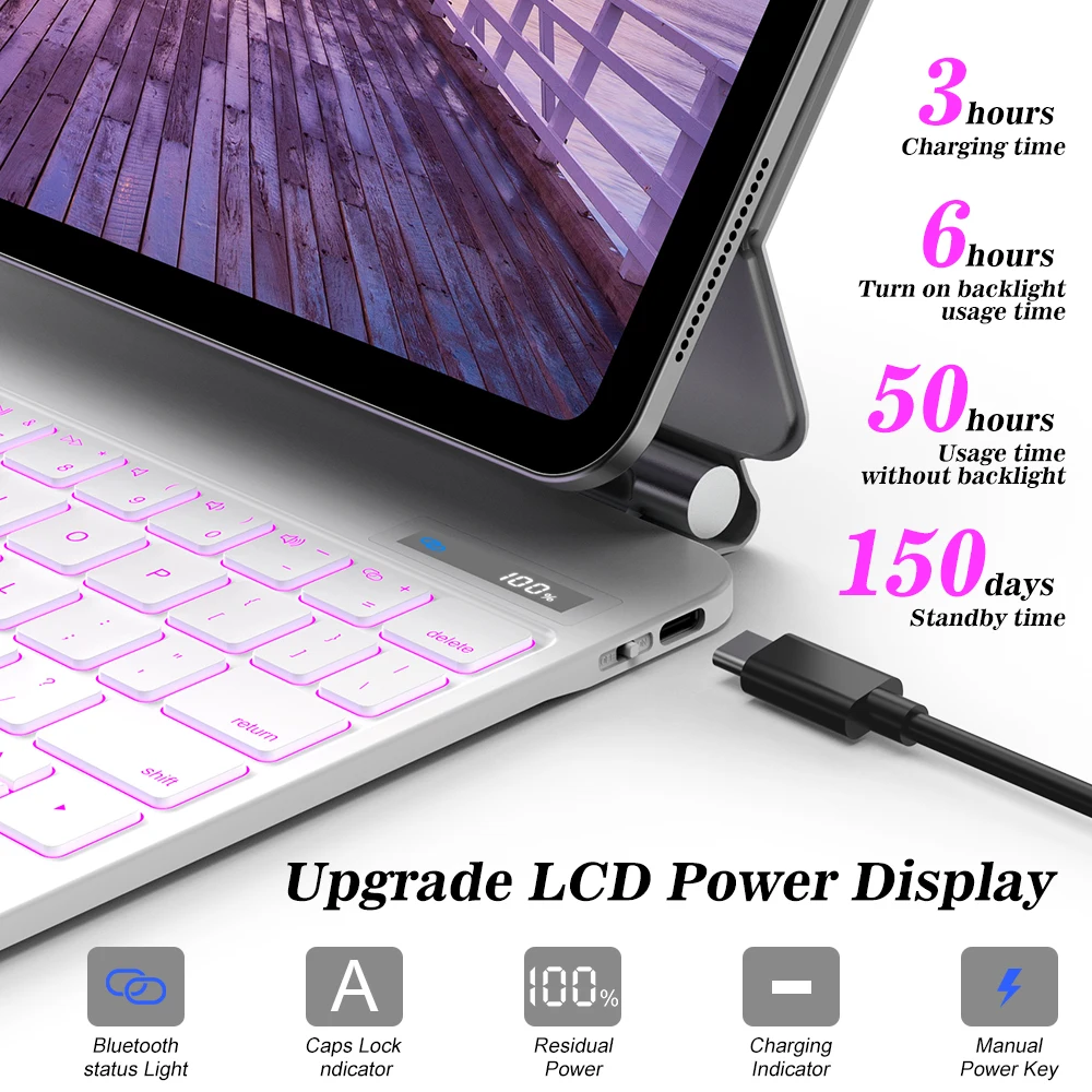 Teclado mágico pantalla LCD Trackpad multitáctil para iPad Pro 11 Pro 13 2024 M4 Air 6 Air 5 Air 4 Pro 12,9 funda para teclado - imagen 4
