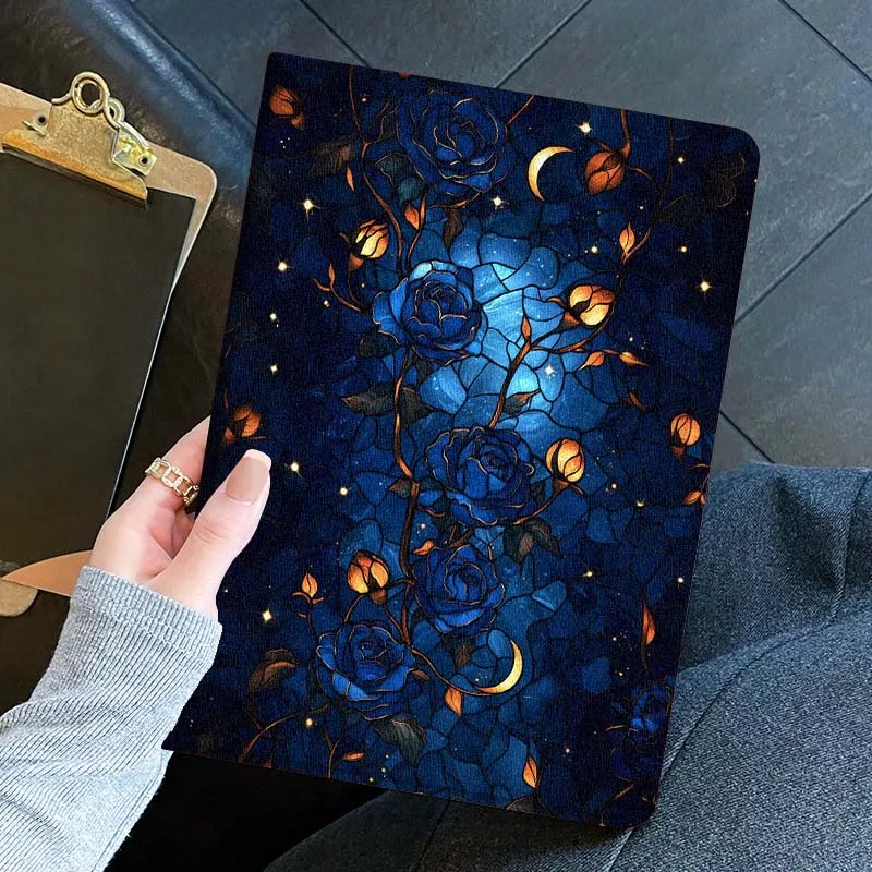 Funda de noche estrellada con diseño de pájaros y árboles para iPad Pro Mini 1, 2, 3, 4, 5, 6, 7, 7. a generación, 12,9, 10,5, 13, 11, 7,9, 8,3, M4 pulgadas