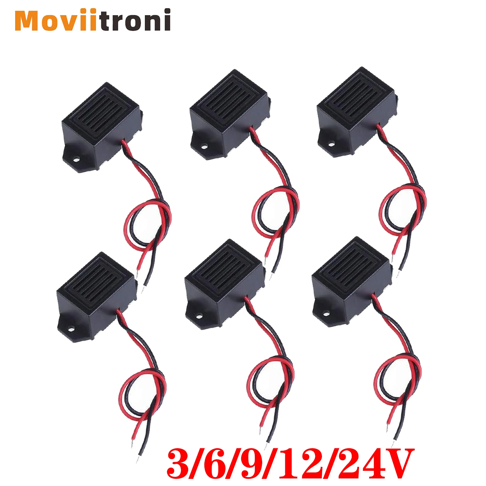 Mini zumbador de 5 piezas con cables - Componentes electrónicos mecánicos de código Morse de 3/6/912/24 V 400 Hz