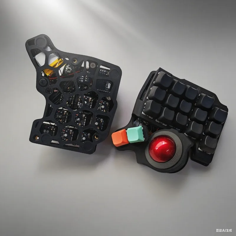 Kit de teclado dividido Charybdis Nano 3x5, Bluetooth personalizado, inalámbrico, modo Dual, compatible con ergonomía de intercambio en caliente, viene con Trackball rojo - imagen 4