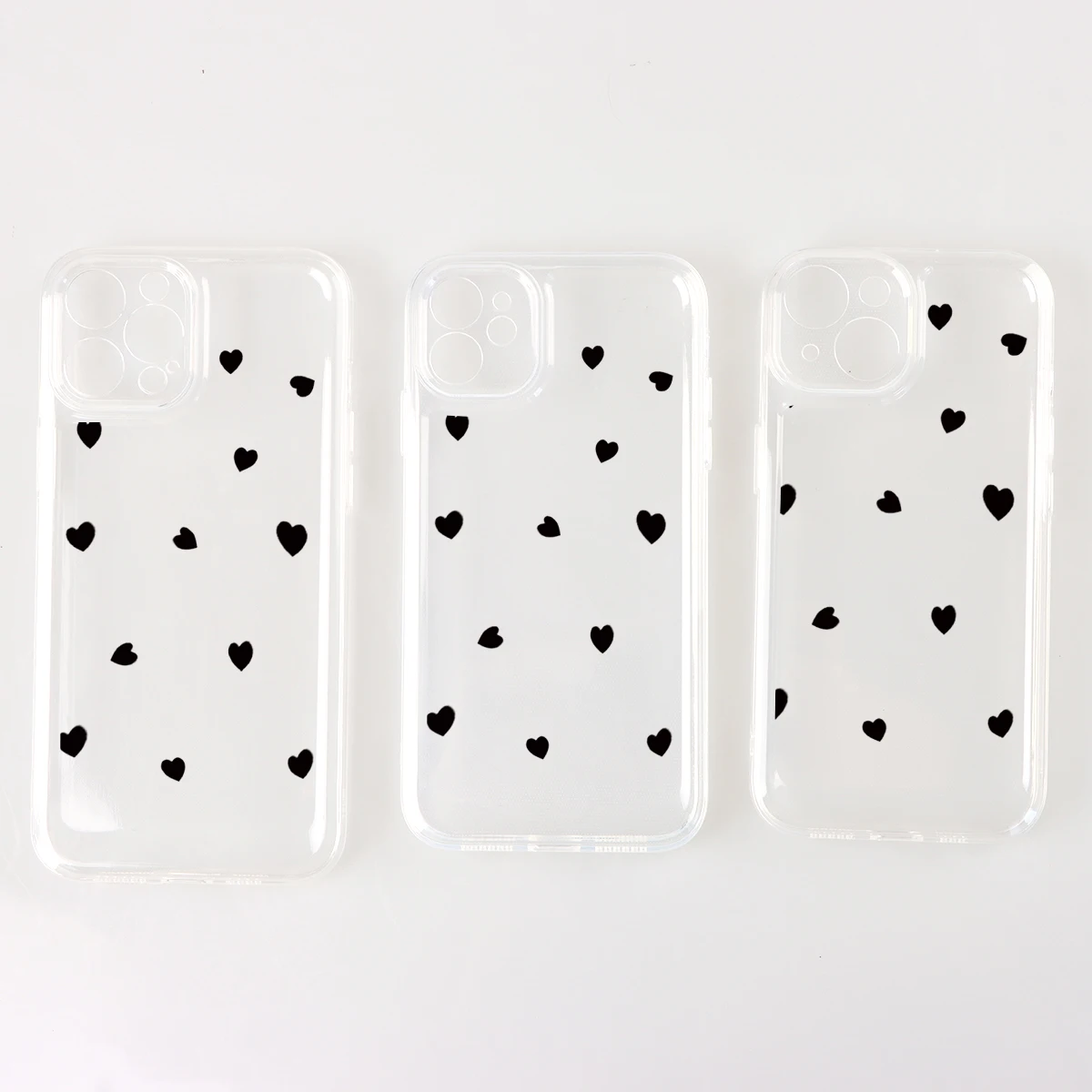 Funda transparente con forma de corazón para iPhone, carcasa completa de color gris para iPhone 13, 12, 14, 15, 11, 15 Pro Max - imagen 5