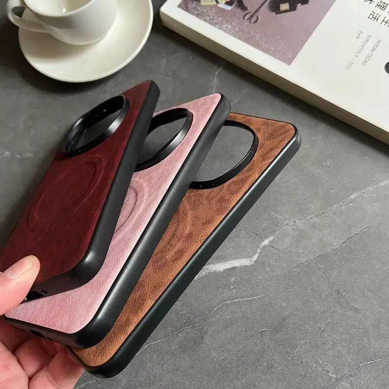 Para Huawei Honor Magic 7 Pro funda suave de piel sintética carga inalámbrica magnética funda protectora trasera para Magic 7 6 5 Pro Shell - imagen 3