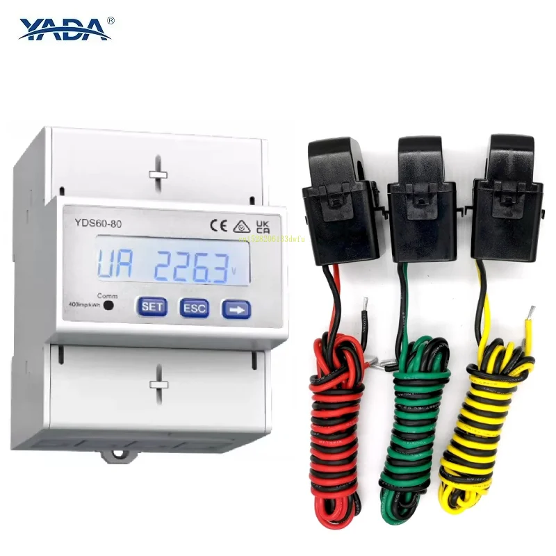 YDS60-80 YADA medidor Solar trifásico Anti flujo inverso energía fotovoltaica 3P RS485 operación de exportación cero prevención de reflujo