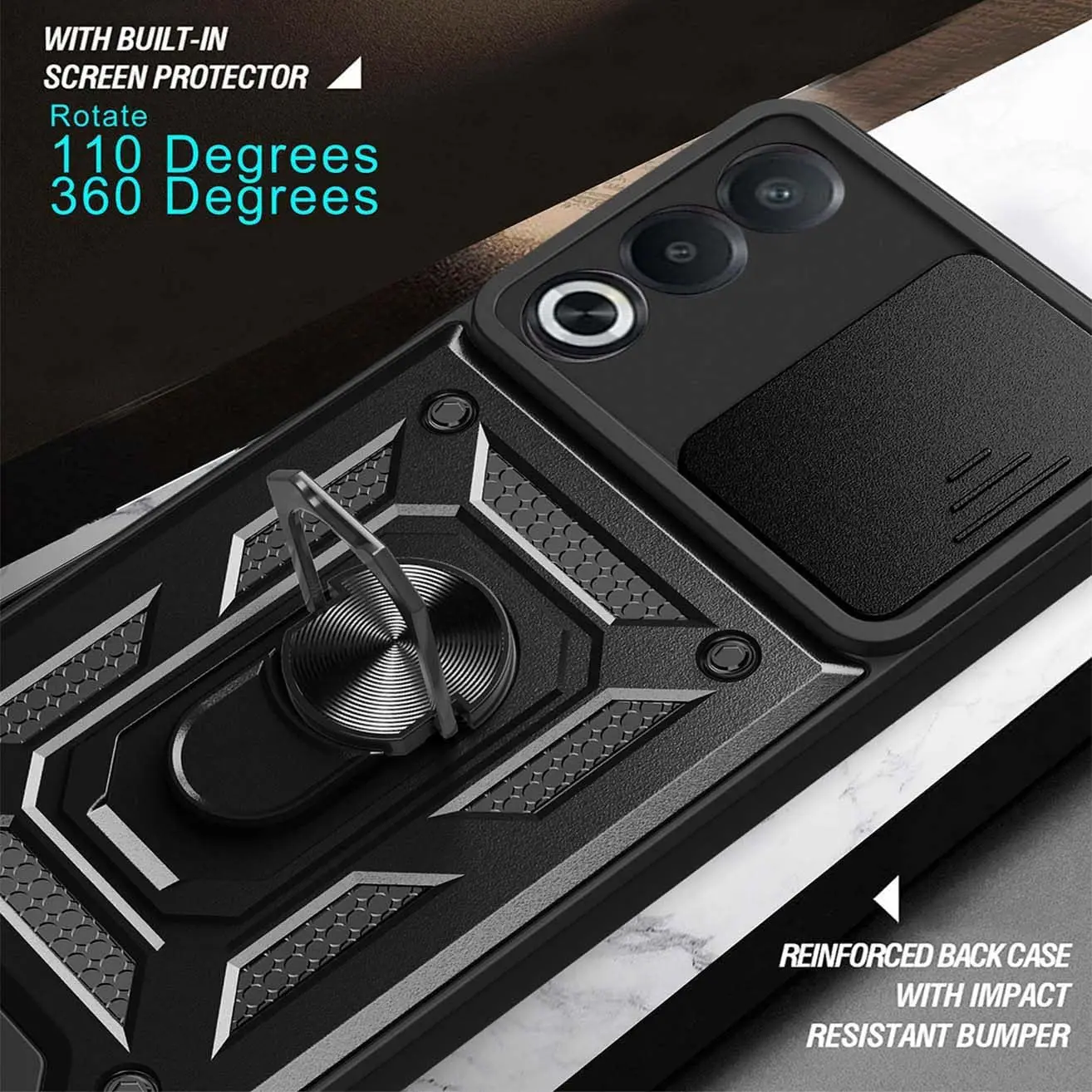 Armadura Funda de teléfono para OnePlus Nord 5 CE 5 CE5 5G cubierta protección de lente con anillo soporte magnético Coque Fundas Capa - imagen 5