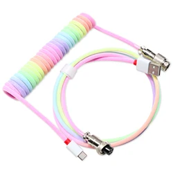 Cable USB-A a USB-C GX12 para teclado mecánico, nailon trenzado