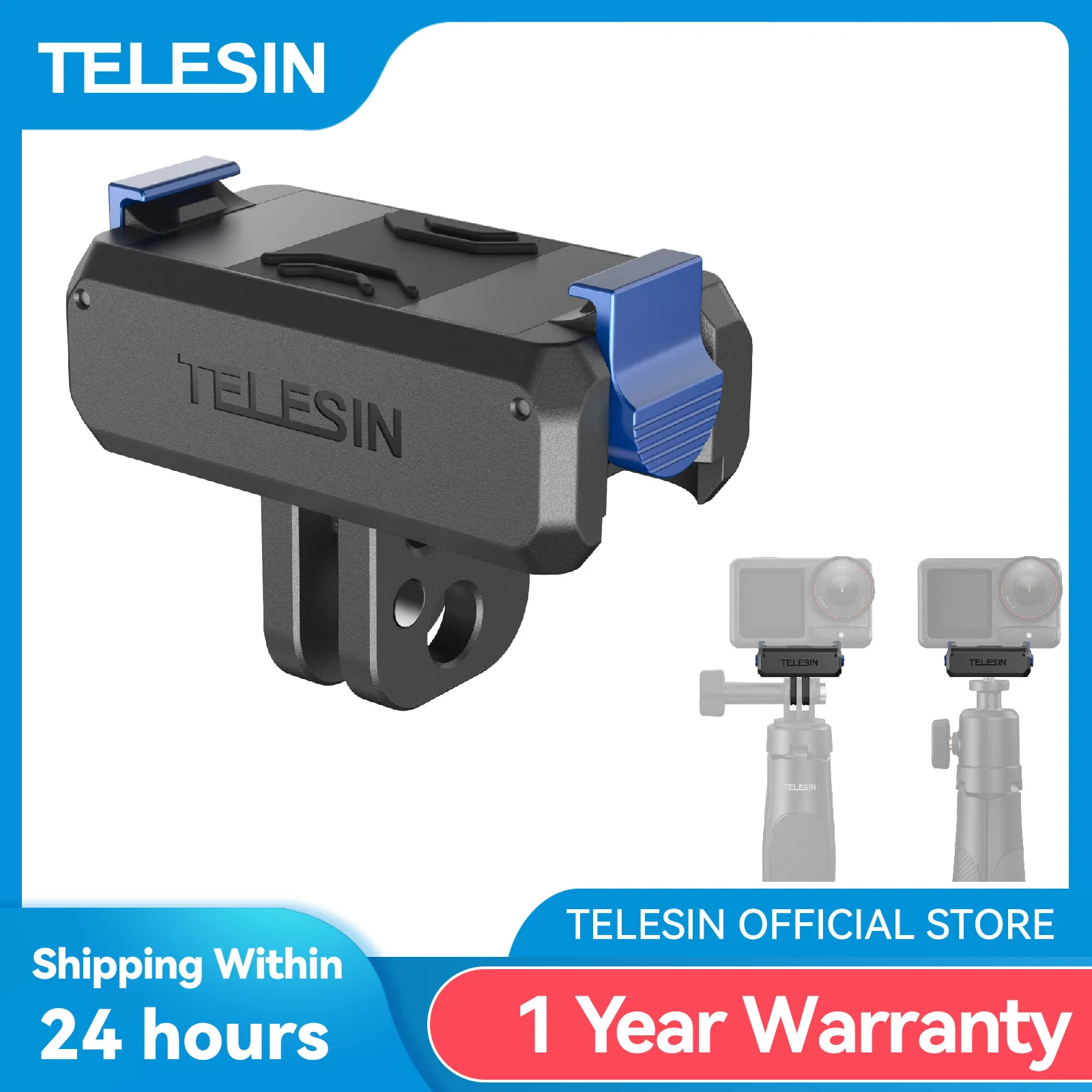 TELESIN Qucik-Adaptador magnético de dos garras para DJI OSMO Action 3 4 5pro, accesorios, interfaz Universal de doble garra