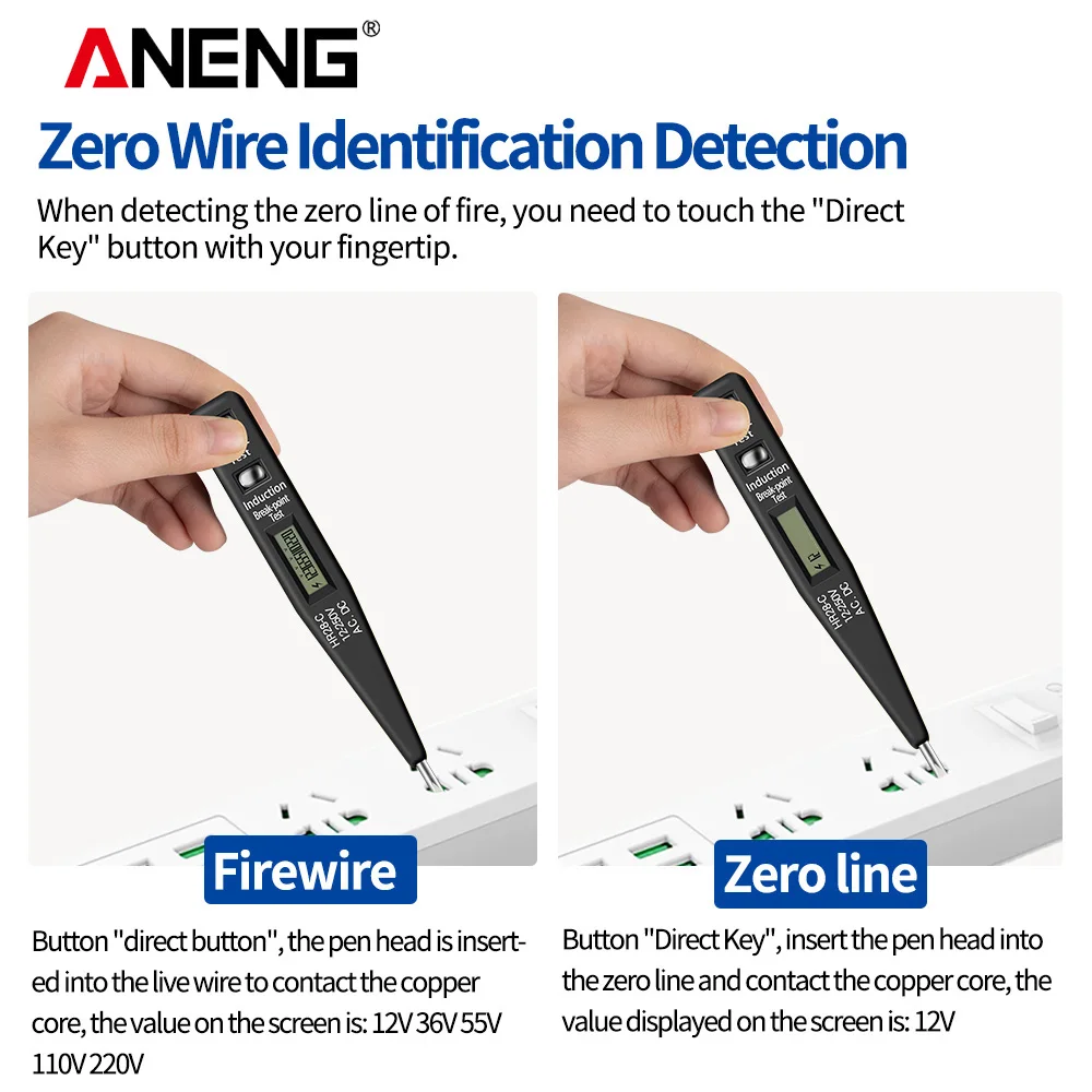 ANENG VD500 Detector de CA portátil sin contacto prueba NCV pluma de sensibilidad estilo indicador eléctrico pluma detectora de continuidad inductiva - imagen 3