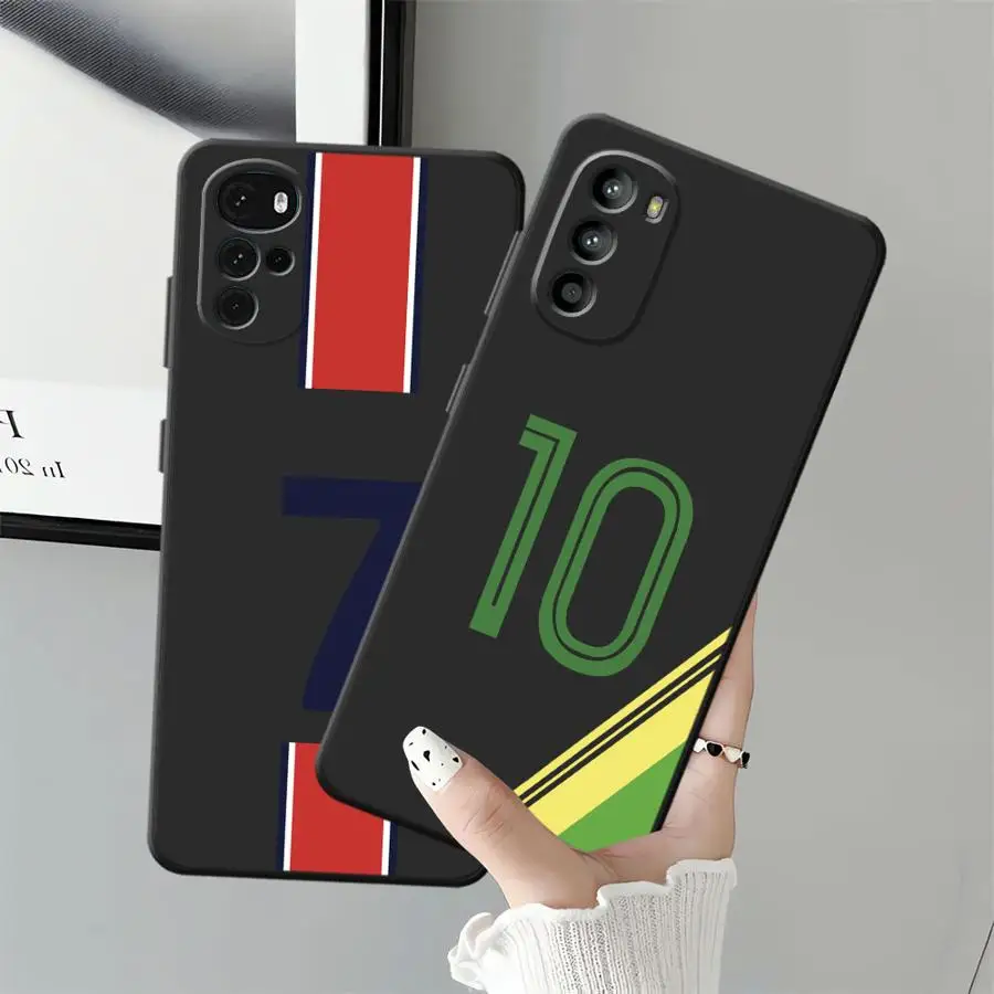 Funda de teléfono suave negra con número de pie para Motorola Mot G53 G30 G71 Edge 20 Pro 30 Lite G60s G60 G52 G22 Edge40 G32 G51 G73 - imagen 3