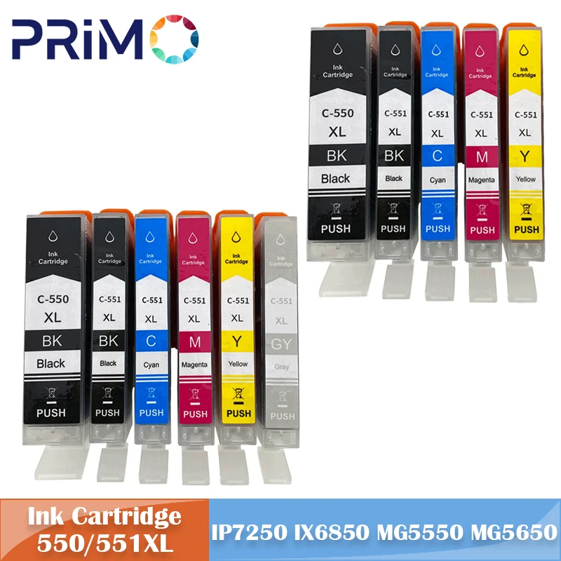 Cartucho de tinta Compatible con PGI-550 CLI-551 PGI550 CLI551 para Canon Pixma IP7250 IX6850 MG5550 MG5650 MG6450 MG6650 MX725 MX925