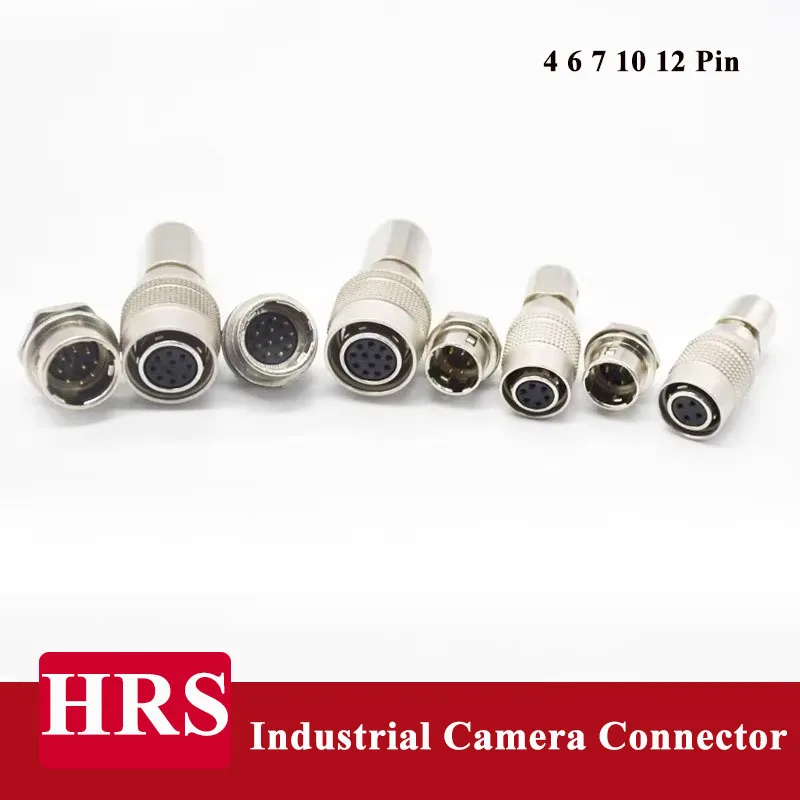 Conector de cámara Industrial con enchufe autoblocante HRS 4 6 7 10 12 pines Compatible con conector de aviación Hirose HR10A-7P-6S