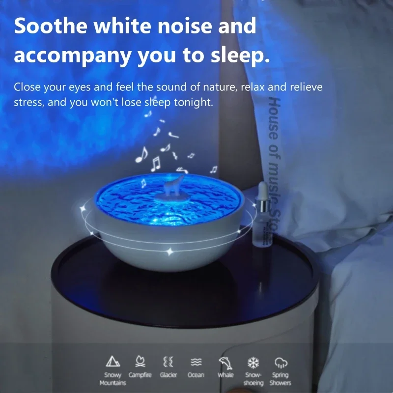 Altavoz pequeño Vintage portátil, altavoces inalámbricos Bluetooth con lámpara de proyección de olas oceánicas, caja de sonido para dormir con ruido blanco incorporado - imagen 5